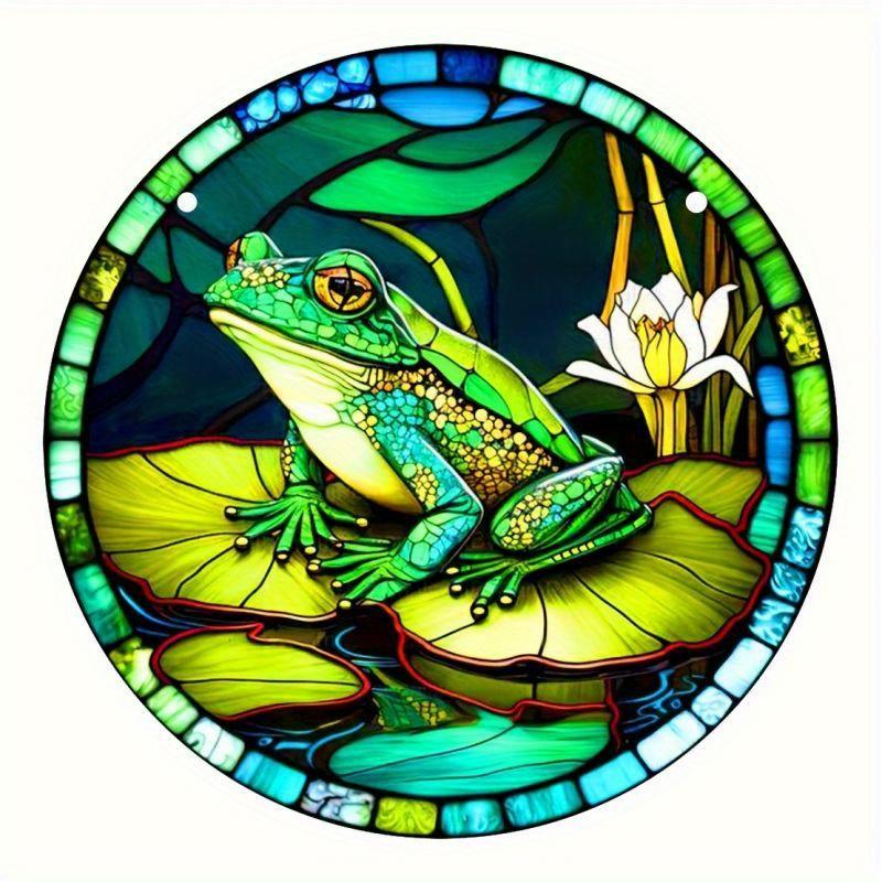 1pc 2d Flat Wood Animals Panda Print Stained Window Suncatcher Home Room Wall Decor Cat Pattern Wooden Sign - 20cm Round Wooden Hanging Pendant DIY