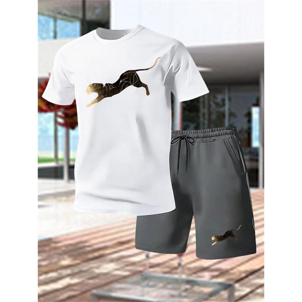 Summer Outdoor Sports Set Men's Breathable T-shirt and Shorts Casual Fashion Two Piece Set