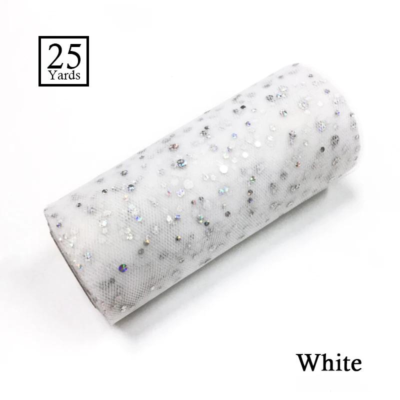 25 Yards 15cm Glitter Sequin Tulle Roll Fabric Wedding Decoration Organza Laser DIY Crafts Birthday Party Supplies
