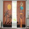 Africa Tribe Women Sunset Tulle Curtains Living Room Kitchen Chiffon Curtain Bedroom Balcony Sheer Curtain Fashion Home Decor