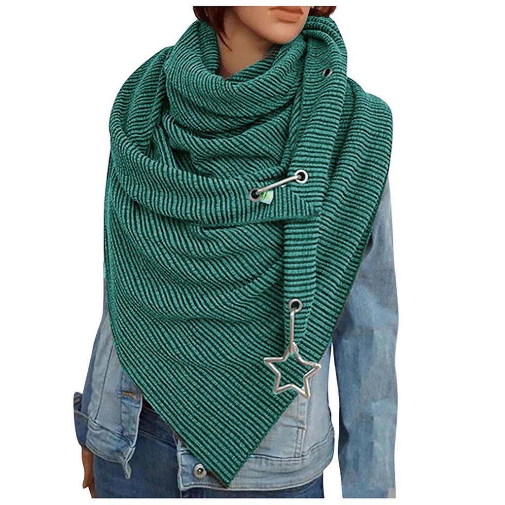 Женский И Зимний Модный Утолщенный Теплый Однотонный Шарф со Звездой