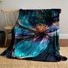 Glowing abstract flower with metallic teal petals and golden accents. for all seasons blanket lunch break throw gift