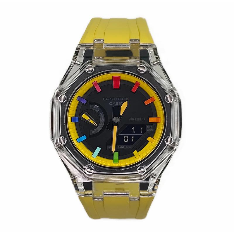Casio Мужские часы с ЖК-дисплеем и аналоговой индикацией, серия 44 мм, черные, GA-2100-1A1(Watch3--)