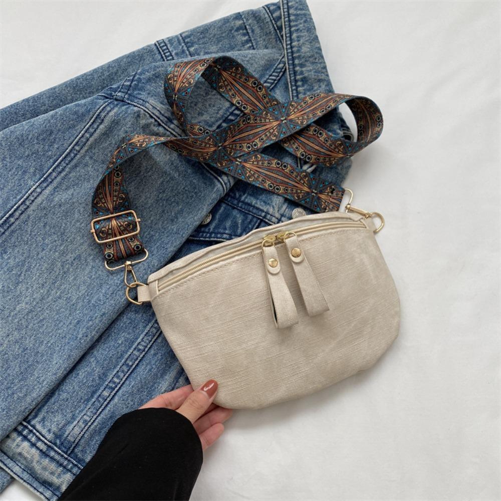 Dumpling Shape PU Leather Waist Bag Zipper Women Crossbody Bag Simple Chest Bag Travel