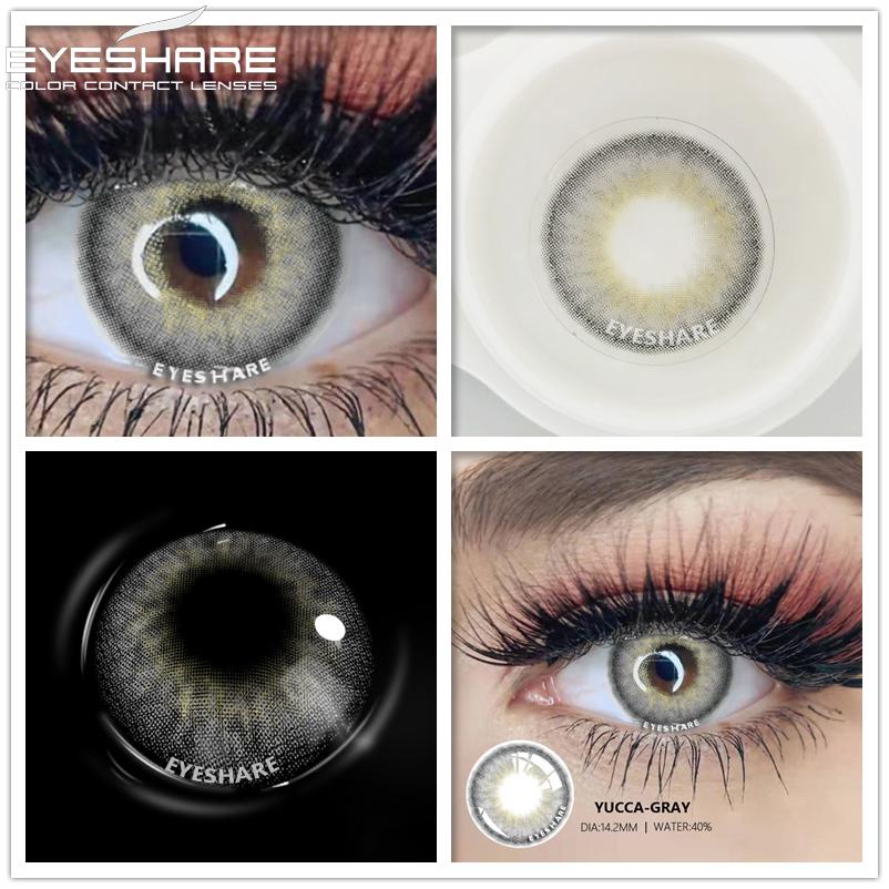 Eyeshare 2pcs Color Contact Lenses for Eyes YUCCA Blue Green Colored Lenses Yearly Cosmetic Contact Lens for Eyes Beauty Makeup