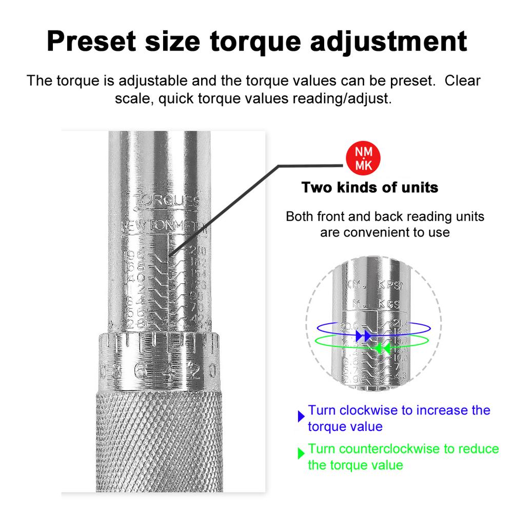 Набор регулируемых динамометрических ключей, 12-дюймовый, 38-дюймовый набор гаечных ключей, 28-210 Нм, ручной инструмент, велосипед