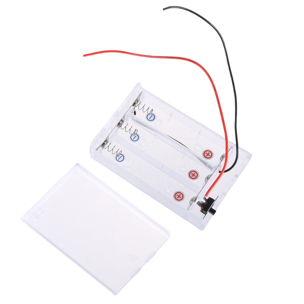 3-Slot 18650 Battery Holder Parallel Connection Battery Storage Case with Switching Cable Cord for DIY Electronics