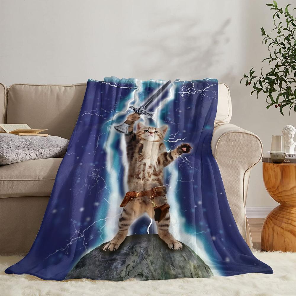 GUOYU Blanket Internet Meowl Cat Owl Meme Throw Soft Flannel Throw Summer Blanket Lightweight Cozy Nap Blanket for Sofa Bed Travel