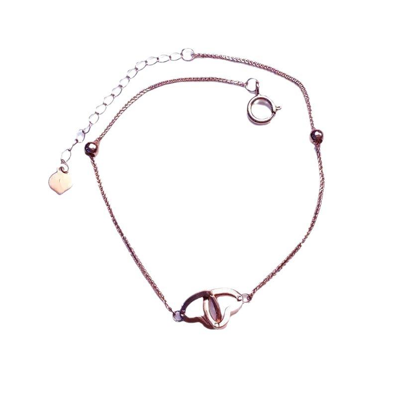 Изысканный женский браслет в форме персикового сердца, покрытый розовым золотом, модные цветные золотые украшения