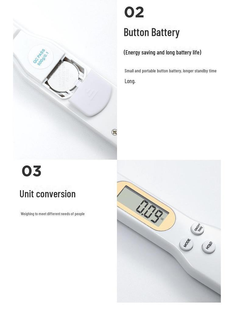 Электронные кухонные весы-ложки - компактные цифровые пищевые весы для ингредиентов, белые