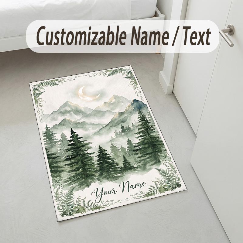 Moonlit Moth Garden Theme Soft Crystal Velvet Rug Custom Name & Text Print Non Slip Floor Rug for Bedroom Living Room