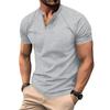 Men's Shoulder Length Short Sleeved Collar T-shirt Casual Round Neck Top