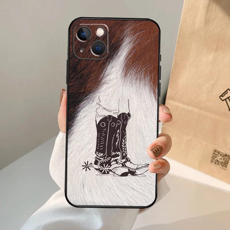 Западные Ковбойские Сапоги Ковбойские Чехол из Коровьей Кожи Для iPhone 17 Air 16 14 13 12 11 15 Pro Max 13 12 mini 15 16 Plus 16e Чехол Coque