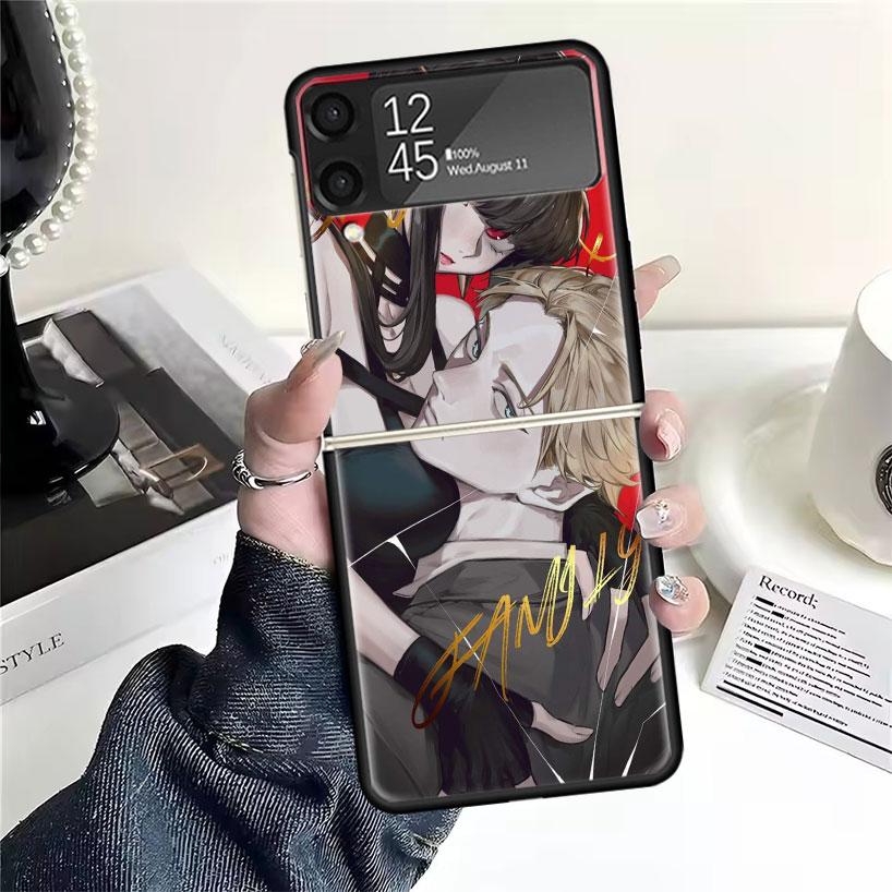 Anime S-Spy Family Anya Cases For Samsung Galaxy Z Flip 4 5 6 7 3 Z Flip7 Flip6 Flip4 Flip5 Flip3 5G Hard Shockproof Fundas Cove