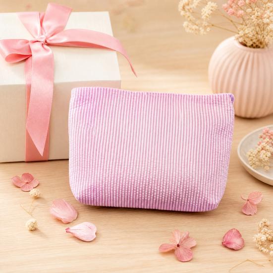 Striped Makeup Bag, Zipper Closure, Durable Portable Cosmetic Storage Bag, for Travel Business Trips And Outdoor Use