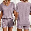 Летний комплект пижамы из футболки с V-образным вырезом и шорт в европейском и американском стиле для женщин