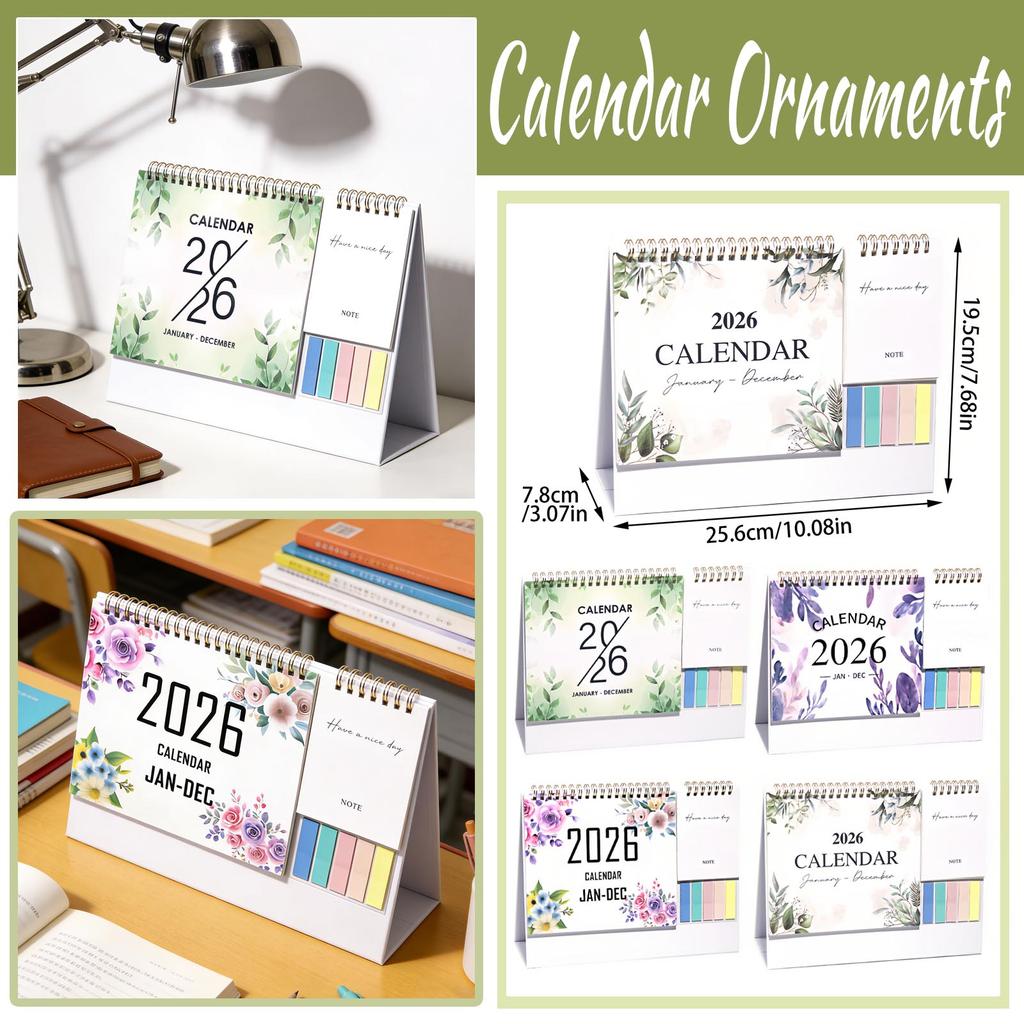2026 Desktop Calendar: A Beautifully Designed Desktop Calendar With Sticky Notes; A Compact Decorative Calendar Suitable For Home Desktops.