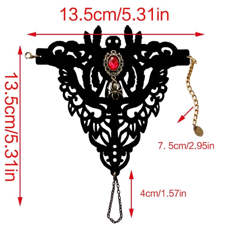 Готический черный кружевной браслет с кольцами на пальцы Стимпанк вампирский браслет на запястье Хэллоуин Викторианские аксессуары для костюма