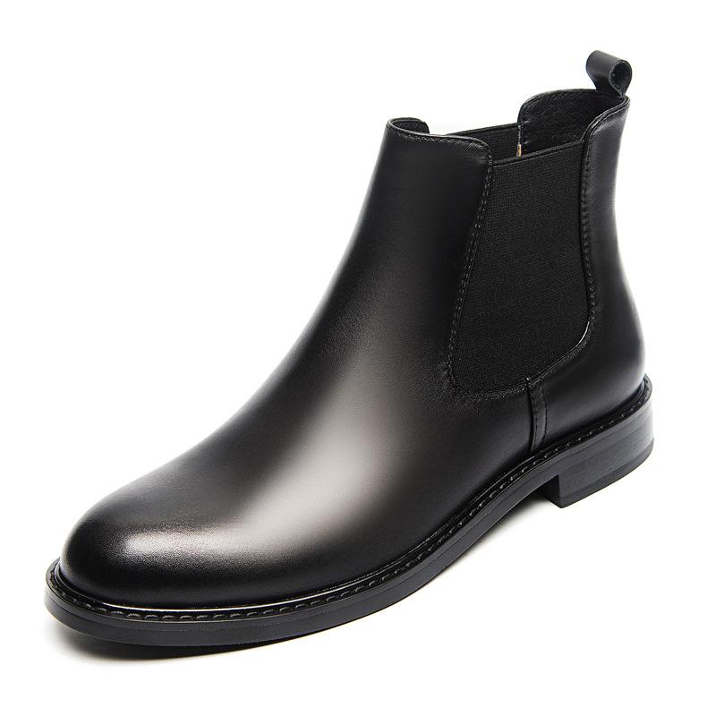 Женские короткие ботинки, новые осенне-зимние ботинки из бархата на толстом каблуке, ботинки челси в британском стиле, тонкие ботинки, ботинки-сигареты