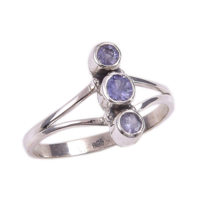 Ювелирное кольцо из стерлингового серебра 925 пробы с натуральным танзанитом, размер 6 I8h36