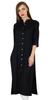 Women Button Down Black Rayon Kurta Kurti Formal Tunic Blouse 3 4