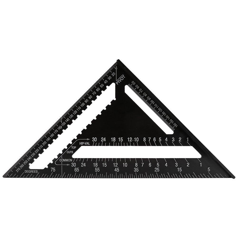 Aluminum 12 Inch Rafter Square Carpenter Measuring Layout Tool Alloy Metal Triangle Ruler Imperial Protractor for Woodworking and Carpentry 1 Pc