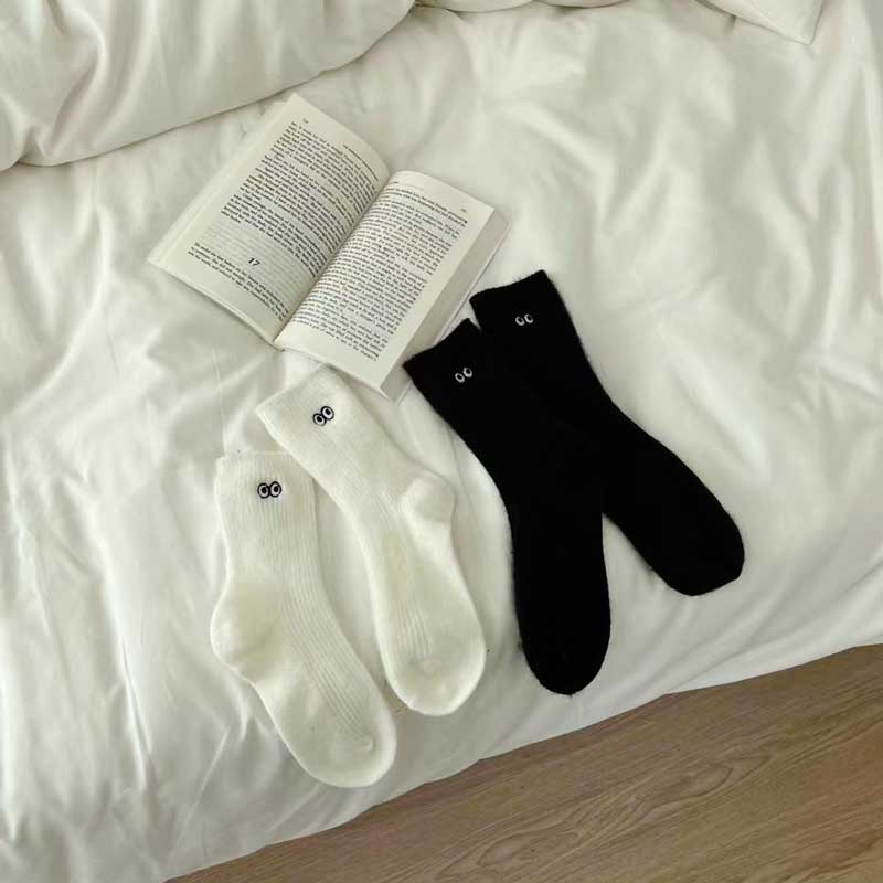 Женские теплые носки, зимние утепленные белые носки, милые носки Kawaii Y2k, элегантные носки для девочек в стиле аниме, черные носки в стиле Лолиты с героями мультфильмов Harajuku
