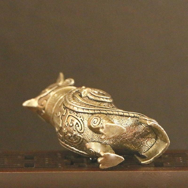 Бронзовая миниатюрная фигурка Совы Цзунь Древний китайский культурный артефакт Реплики Настольная полка для гостиной Коллекционный предмет