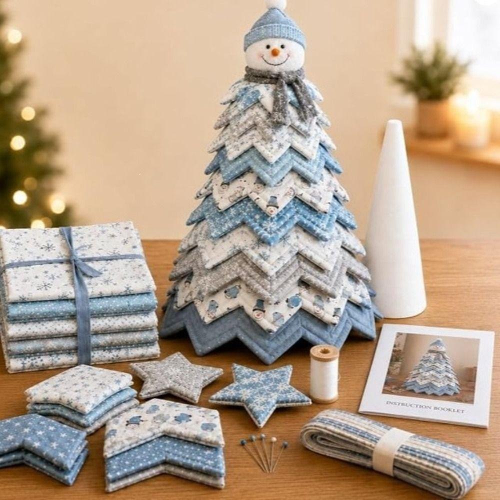 Layered Fabric Patchwork Christmas Tree Kit Vintage Hand Sewing Christmas Tree Ornament Handcraft