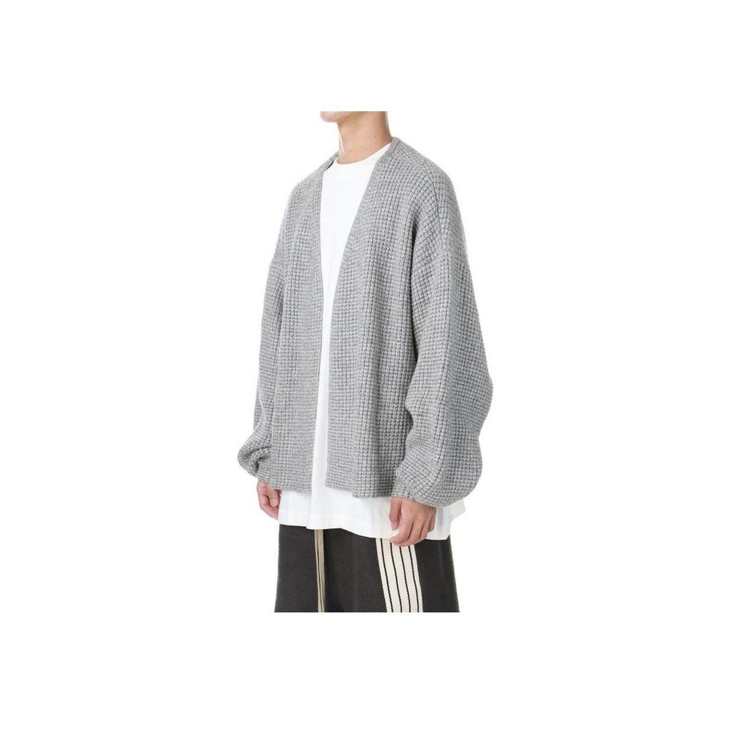 Fear of God Essentials Heavy Waffle Cardigan Dark Heather Men Tops Grey 192BT246201F