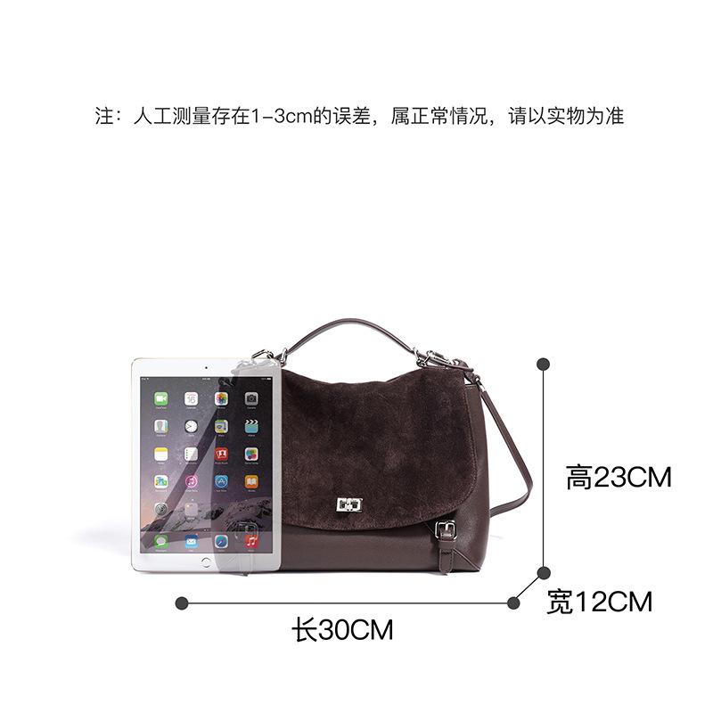 Lock handbag, thin shoulder strap, leather women's commute to work, large-capacity backpack.