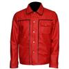 Stylish Casual Classic Men Shirt Red Genuine Leather Lambskin Formal Handmade