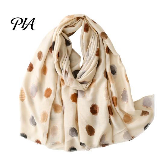 Soft Neck Scarf Polka Dot Silk for Women, Lightweight Tassel Shawl, Elegant Breathable Women Wrap Spring Summer Autumn Winter, Fashion Headwear