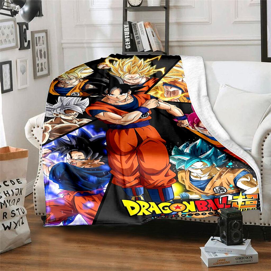 1 шт. Фланелевое одеяло с принтом Dragon Ball Super, Высокое качество, Для всех сезонов, Декор для дома, Тепло и уют, Идеально для рождественских подарков