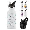 BOONSHAK Stainless Steel Thermos Water Bottle with Straw, 350ml Capacity, Vacuum Insulated, for Sports Drinks and Carbonated Water, Compact Design Wit