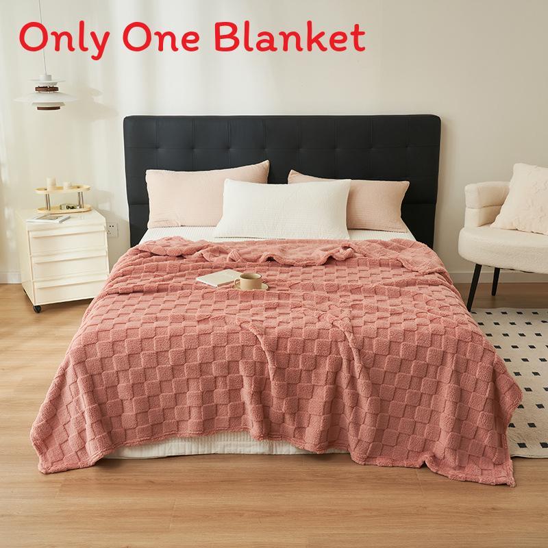 Multicolor Waffle Fleece Throw Blanket For Home Comfort And Warmth