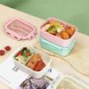 850ML Lunch Box Large Capacity Portable Two Compartments Bento Container with Tableware Office Supply
