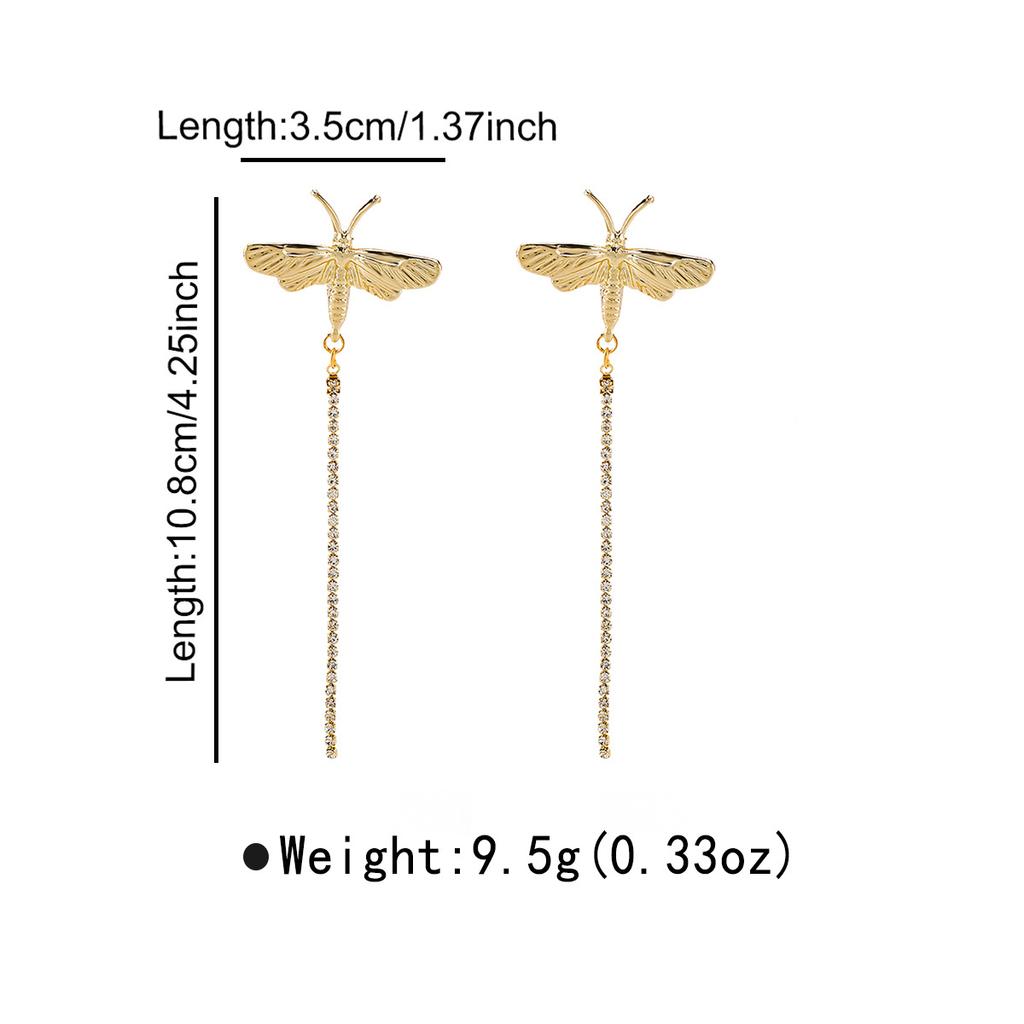 Simple Alloy Fringed Long Earrings, Spring and Summer Retro Niche Dragonfly Earrings for Women