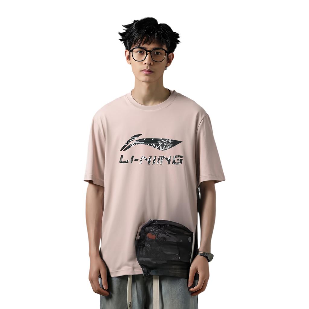 Li Ning Коллекция спортивной моды Футболка Мужская Светло-белый Фиолетовый AHSR543-4