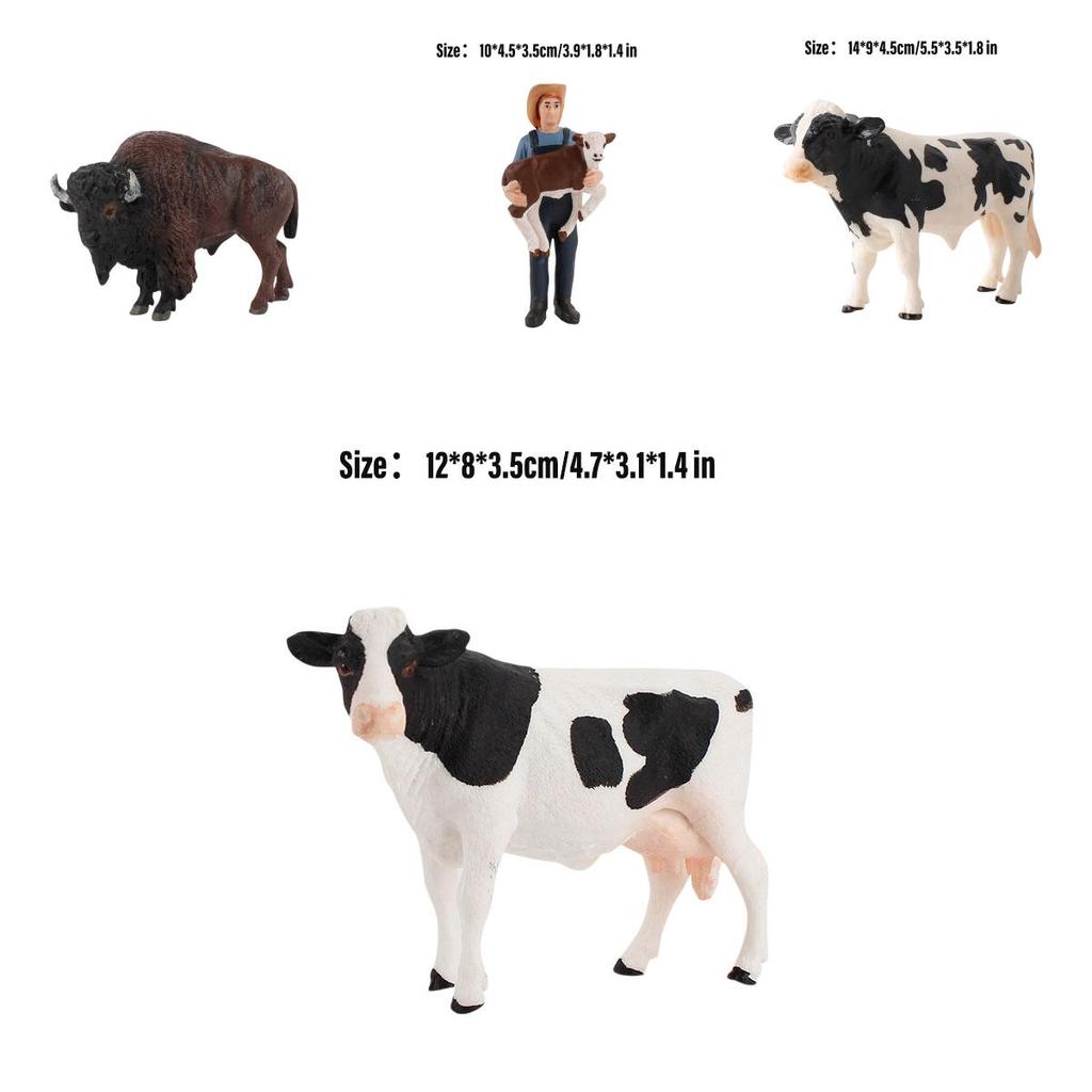 Kid's Gift Animal Model Simulation Farm Animal Figures Educational Toy Plastic Material Cow Category 14x8cm Size