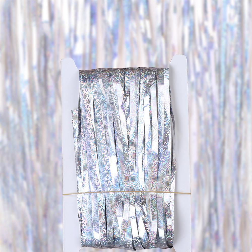 Elegant 2m Silver Laser Rain Curtain For Glamorous Party Decorations And Scene Setting