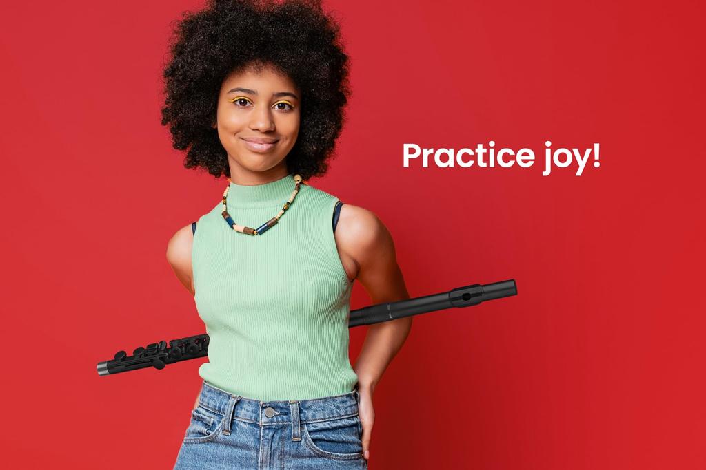 NUVOBand NB300FBK Plastic Wind Fully Black Wall and Fingering Instrument, Waterproof, C-Key Flute, [Includes Case, Hanger, Swab, Chart]