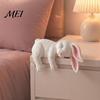 Home Office Decor Sleeping Bunny Figurine for Shelf Edge, Lying Rabbit Resin Sculpture Table Ornament Ornament, Animal Statue Desk Monitor Desktop