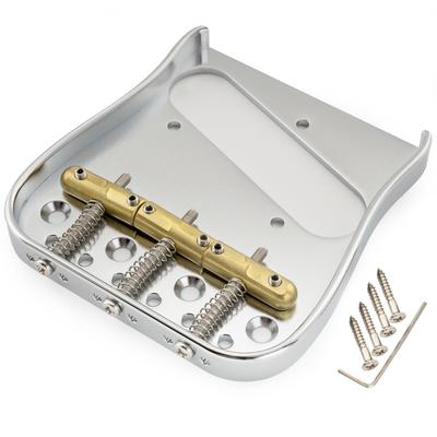 Musiclily Ultra 10,8 мм изогнутый бридж для Telecaster, 3-позиционный, с латунными седлами и латунными пластинами для электрогитар TL, хром