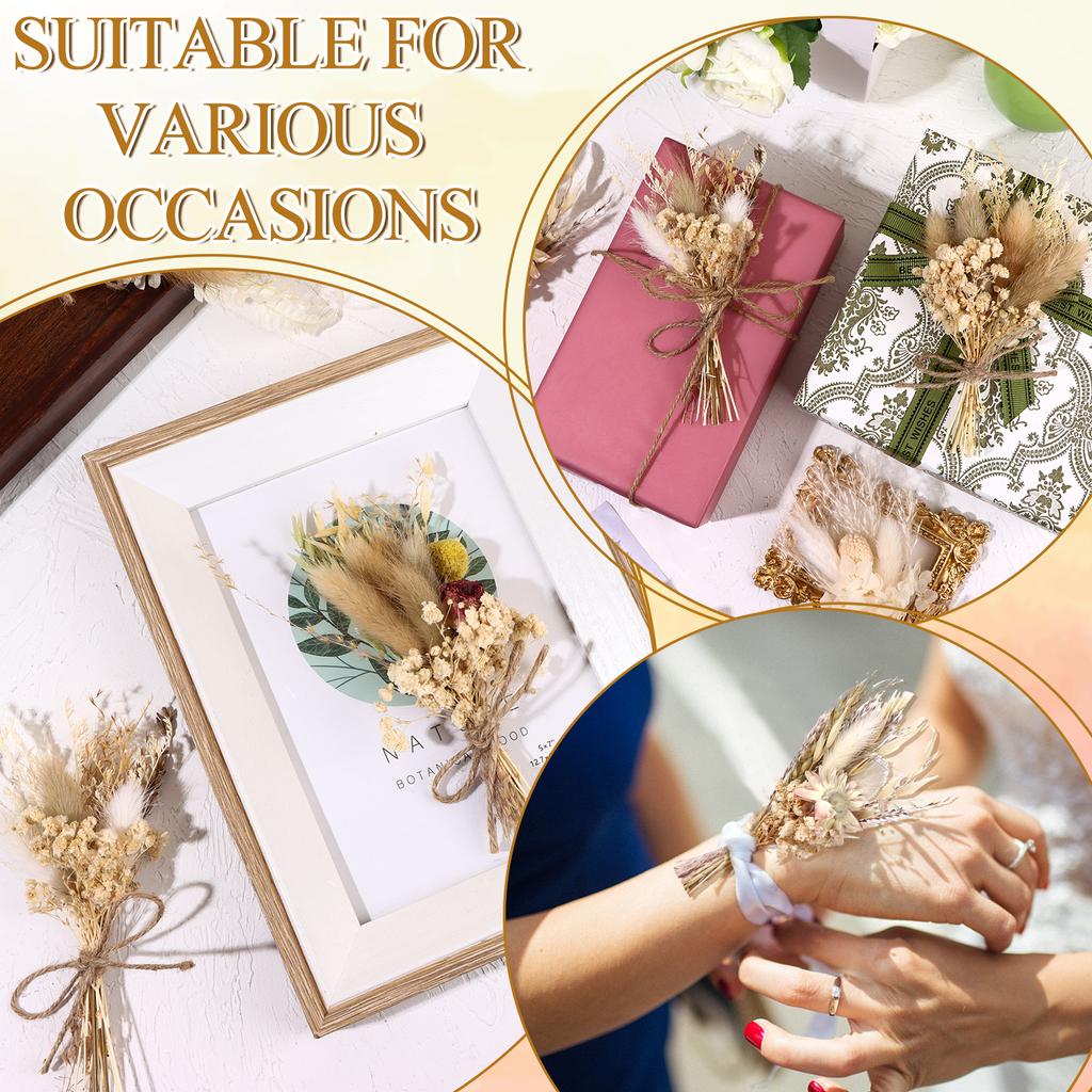 12 шт. букет из сухоцветов в стиле бохо, мини-сухоцветы, мини-сухоцветы для свадьбы, украшения из сухих цветов ручной работы, натуральные ветки, собачий хвост, кролик