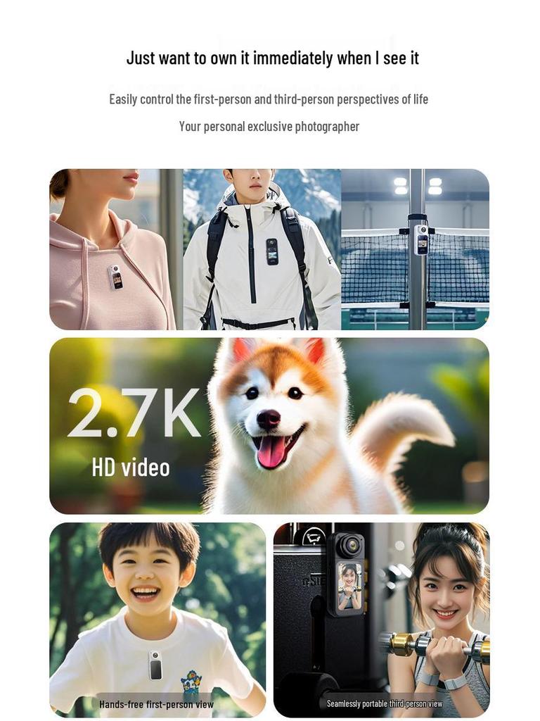 S70 Питомец WiFi Экшн-камера-миниатюра: HD вид от первого лица, Сверхдлительное время работы от аккумулятора, Карманная DV