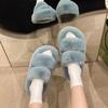 New Women Winter Fashion Faux Fur Home Cotton Shoes Warm and Soft Platform Slippers Women Flat Ladies Shoes  Zapatos De Mujer