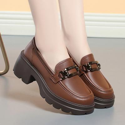 Модные дышащие удобные мягкие кожаные мокасины с мягкой подошвой Модные ретро повседневные туфли на толстой подошве для женщин 2024 Весна Новинка