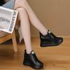 Fashion Wedge Heels Women Sneakers Leather Walking Shoes Internal Height Increase 10cm Female Casual Shoes Autumn New Women Shoes Plush
