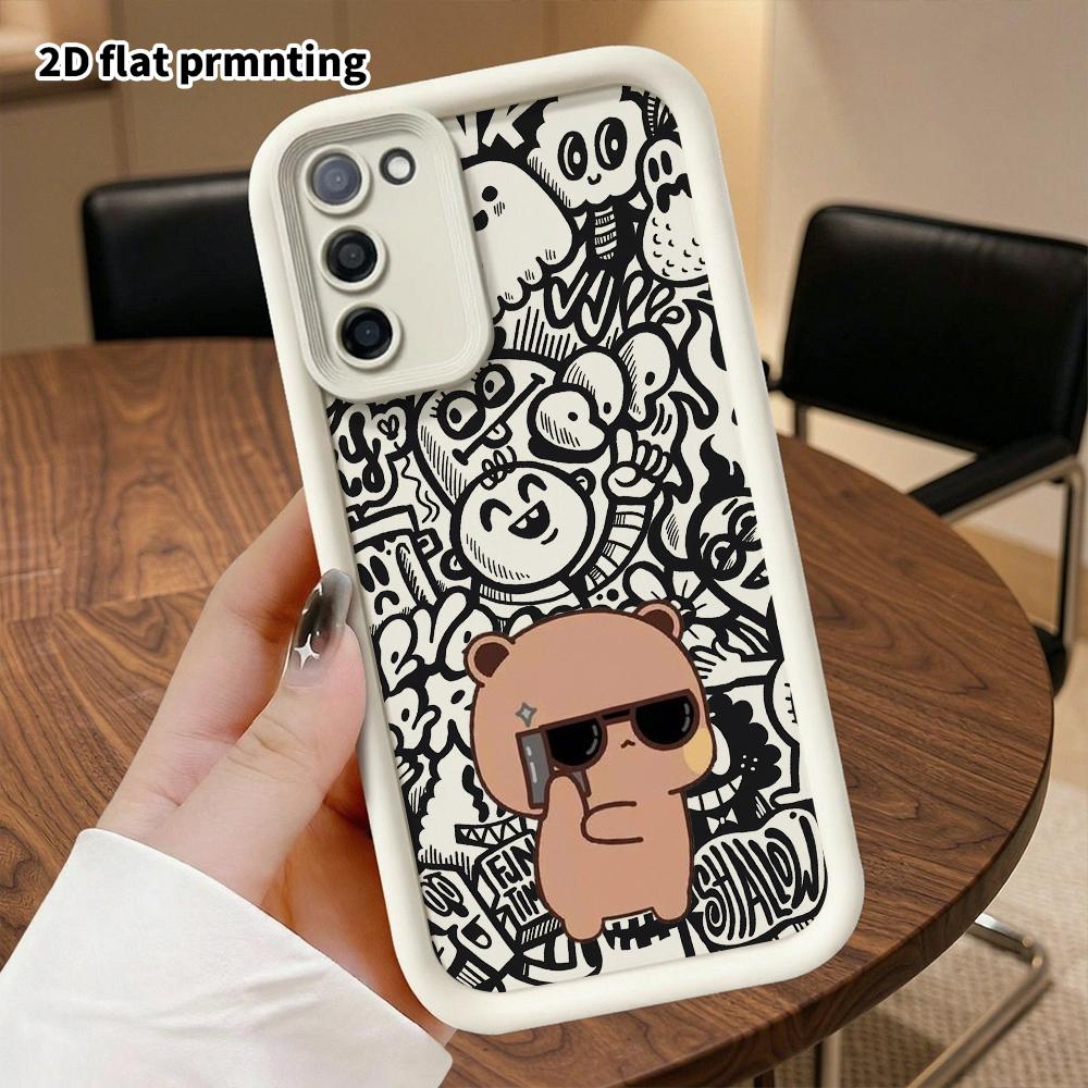Phone Case: 2D Flat Samsung Galaxy A34 A35 M05 M06 S20 S22 S21 FE Plus 5G Protective Case, Wearing Black Sunglasses, Christmas and Halloween Gifts